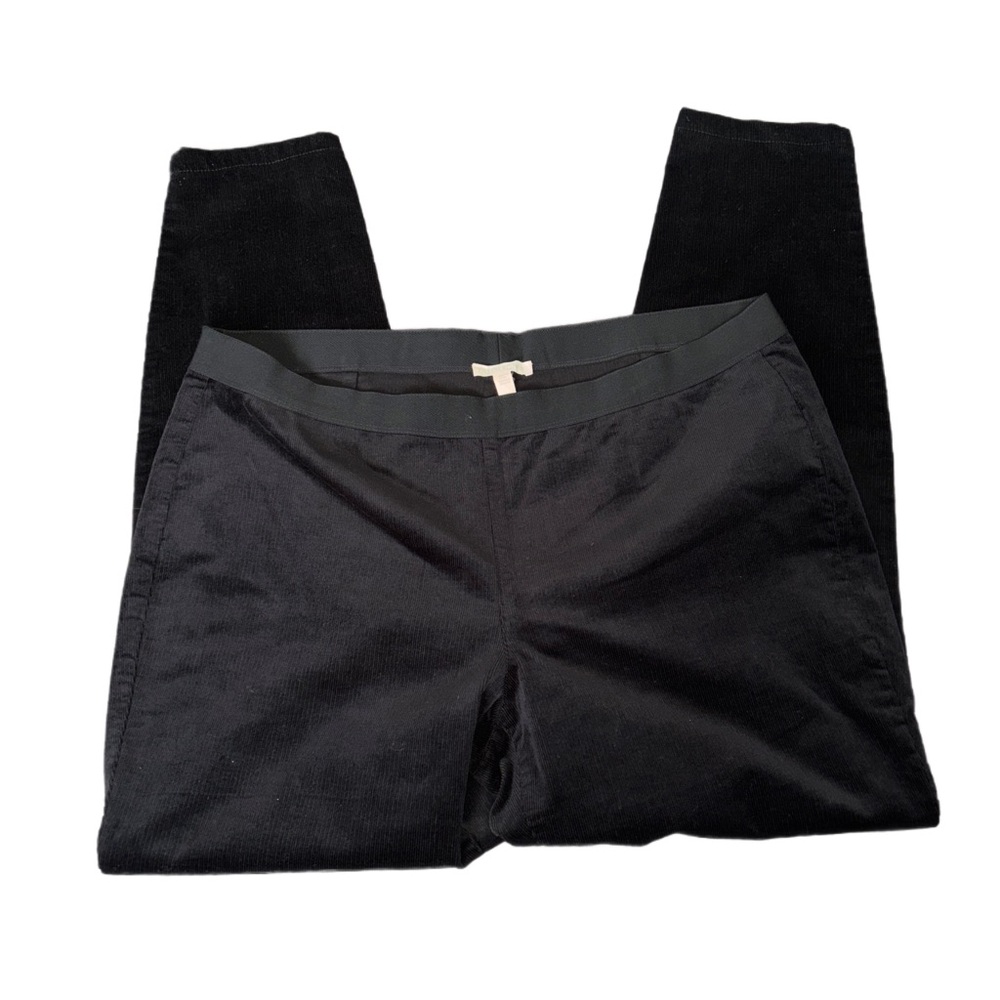 Eileen Fisher | Black Stretch Cotton Corduroy Trousers - Picture 3 of 5